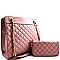 Fancy Quilted Chain Handle Tote with Matching Wallet