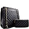 Fancy Quilted Chain Handle Tote with Matching Wallet