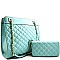 Fancy Quilted Chain Handle Tote with Matching Wallet