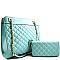 Fancy Quilted Chain Handle Tote with Matching Wallet