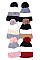 PACK OF 12 FASHION ASSORTED COLOR FUR LINED POMPOM KNITTED BEANIES