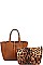 2 IN 1SATCHEL WITH LEOPARD PRINT INSIDE BAG