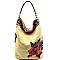 CJF014-LP Flower and Ethnic Embroidery Linen Hobo