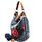 CJF014-LP Flower and Ethnic Embroidery Linen Hobo