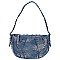 Vintage Denim Studded Shoulder Bag