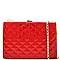 CLR5925-LP Quilted Patent Metal Frame Clutch