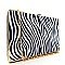 Suede Zebra Print Metal Hard Frame Clutch