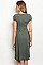 Ribbed Short Sleeves Lace Up Midi Dress - Pack of 6 Pieces