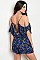 Drop Cold Shoulder Floral Print Smock Waist Romper - Pack of 6 Pieces