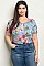 Plus Size Short Sleeve Bodysuit with Floral Prints and a Crew Neckline - Pack of 7 Pieces