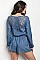 Long Sleeve Laced Back Chambray Romper - Pack of 6 Pieces