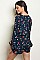 Long Bell Sleeve Smock Waist Floral Print Romper - Pack of 6 Pieces