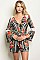 Long Bell Sleeve Crochet Trim Floral Print Romper - Pack of 6 Pieces