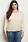 Plus Size Long Sleeve Scoop Neck Ribbed Top - Pack of 6 Pieces
