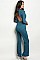 Long Sleeve Choker Neck Plunging Neckline Ribbed Jumpsuit - Pack of 6 Pieces