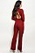 Long Sleeve Choker Neck Plunging Neckline Ribbed Jumpsuit - Pack of 6 Pieces