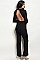 Long Sleeve Choker Neck Plunging Neckline Ribbed Jumpsuit - Pack of 6 Pieces