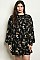 Plus Size Long Sleeve Mock Neck Floral Tunic Dress - Pack of 6 Pieces