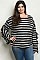 Plus Size Ruffled Long Sleeves Striped Jersey Tunic Top - Pack of 6 Pieces