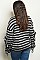 Plus Size Ruffled Long Sleeves Striped Jersey Tunic Top - Pack of 6 Pieces