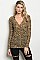 Long Sleeve V-neck Mesh Leopard Wrap Blouse - Pack of 6 Pieces