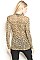 Long Sleeve V-neck Mesh Leopard Wrap Blouse - Pack of 6 Pieces