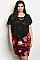 Plus Size Short Sleeve Neckline Detail Floral Velvet Dress - Pack of 6 Pieces