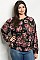 Plus Size Long Sleeve Bold Floral Top - Pack of 6 Pieces