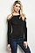 Long Sleeve Cold Shoulder Leopard Trim Top - Pack of 6 Pieces