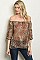 3/4 Sleeve Off the Shoulder Leopard Tunic Blouse - Pack of 6 Pieces
