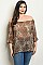 Plus Size 3/4 Sleeve Off The Shoulder Leopard Tunic Top - Pack of 6 Pieces