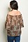 Plus Size 3/4 Sleeve Off The Shoulder Leopard Tunic Top - Pack of 6 Pieces