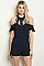 Short Sleeve Cold Shoulder Choker Neck Detail Romper - Pack of 6 Pieces