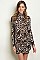 Long Sleeve Mock Neck Leopard Print Bodycon Dress - Pack of 6 Pieces