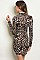 Long Sleeve Mock Neck Leopard Print Bodycon Dress - Pack of 6 Pieces