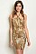 Sleeveless Halter Neck Snake Print Bodycon Dress - Pack of 6 Pieces