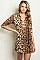 3/4 Sleeve Lace up Leopard Print Tunic Dress - Pack of 6 Pieces