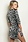 3/4 Sleeve Lace up Leopard Print Tunic Dress - Pack of 6 Pieces