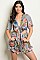 Short Sleeve V-neck Tie and Cut Out Detail Floral Ruffled Romper - Pack of 6 Pieces