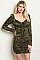 Long Sleeve V-neck Leopard Print Body con Dress - Pack of  6 Pieces