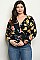 Plus Size Long Sleeve V-neck Floral Top - Pack of 6 Pieces