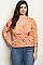 Plus Size Long Sleeve V-neck Floral Top - Pack of 6 Pieces