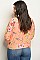 Plus Size Long Sleeve V-neck Floral Top - Pack of 6 Pieces