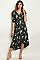 V-neck Floral Print Wrap Midi Dress - Pack of 6 Pieces