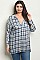 Plus Size Long Sleeve V-neck Plaid Tunic Top - Pack of 6 Pieces