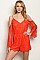 Long Bell Sleeve Cold Shoulder V-neck All Over Lace Romper - Pack of 6 Pieces
