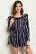 Long Sleeve Collar Neck Striped Belted Romper - Pack of 6 Pieces