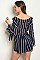 Long Sleeve Collar Neck Striped Belted Romper - Pack of 6 Pieces