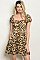 Short Puff Sleeve Scoop Neck Leopard Print Tunic Dress - Pack of 6 Pieces