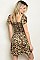 Short Puff Sleeve Scoop Neck Leopard Print Tunic Dress - Pack of 6 Pieces